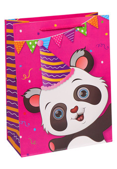 Dream cards Пакет подарочный с мат. лам. Панда на дне рождения 18х24х8,5 см, 210 г ППК-1859, упак,12