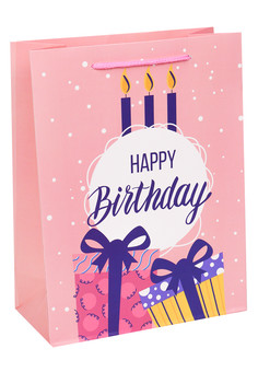 Dream cards Пакет подарочный с мат.лам, упак12шт Подарки и свечи на день рождения 26х32х12 см, 210 г