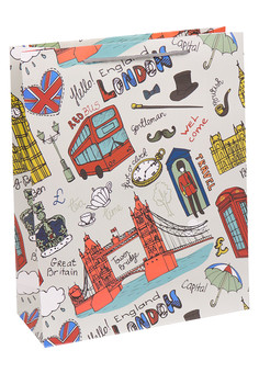 Dream cards Пакет подарочный с мат. лам. Стильный Лондон 18х23х10 см, 210 г ППК-1832