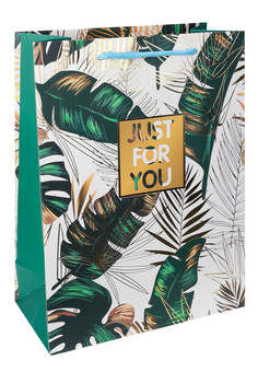 Dream cards Пакет подарочный с мат.лам. и тиснен.фольгой 18х23х10 см Тропический рай, зелёный, 210г 