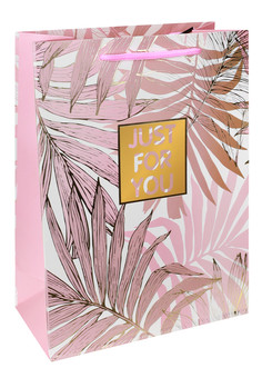 Dream cards Пакет подарочный с мат.лам. и тиснен.фольгой 18х23х10 см Тропический рай, розовый, 210г 