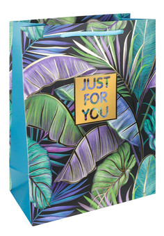 Dream cards Пакет подарочный с мат.лам. и тиснен.фольгой 18х23х10 см Тропический рай, синий, 210г ПП