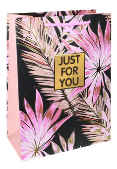 Dream cards Пакет подарочный с мат.лам. и тиснен.фольгой 18х23х10 см Тропический рай, черный, 210г П