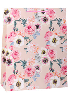 Пакет подарочный с глянцевой ламинацией 32,4x44,5x10,2 см  (XL) Цветочный принт, 157 г ППК-7467