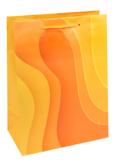 Пакет подарочный с матовой ламинацией 32,4x44,5x10,2 см  (XL)  Стильные волны, желтые, 157г ППК-7483