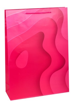 Пакет подарочный с матовой ламинацией 32,4x44,5x10,2 см  (XL)  Стильные волны, розовые,157г ППК-7478