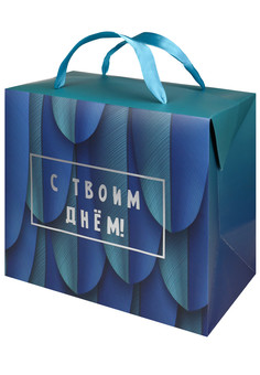 Подарочный пакет-коробка с  тиснением фольгой 22,5*20*13,5(М) 