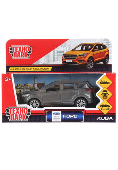 Машина металл FORD KUGA длина 12 см, двери, багаж, инерц, серый, кор. Технопарк в кор.2*36шт