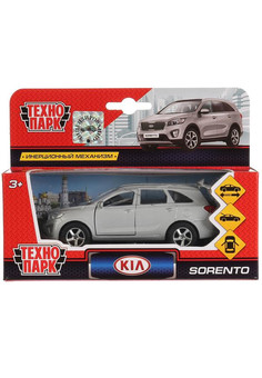 Машина металл KIA sorento prime, 12 см, двери, багаж., инерц., сереб., кор. Технопарк в кор.2*24шт