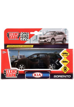Машина металл KIA sorento prime, 12 см, двери, багаж., инерц., черный, кор. Технопарк в кор.2*24шт