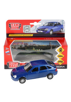 Машина металл LADA PRIORA ХЭТЧБЕК, 12 см, дв., багаж., инерц., СИНИЙ, кор. Технопарк в кор.2*24шт