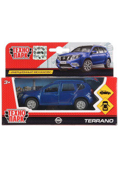 Машина металл NISSAN terrano, 12 см, дв., багаж., инерц., синий, кор. Технопарк в кор.2*24шт