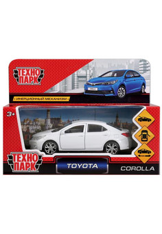 Машина металл TOYOTA COROLLA длина 12 см, двери, багаж, инерц, белый, кор. Технопарк в кор.2*36шт