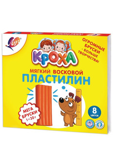 Пластилин восковой Луч КРОХА 8 цв. 240 г ассорти со стеком