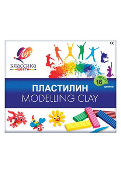Пластилин Луч КЛАССИКА 16 цв. 320 г ассорти со стеком