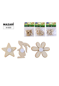 Декоративные элементы из древесины CUTE, 6 шт, размер 3.9 см, 3 дизайна в ассортименте, ОПП-упаковка