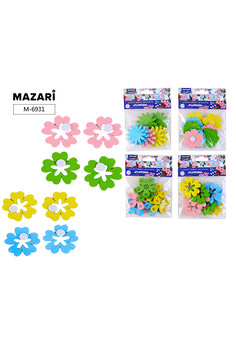 Декоративные элементы из древесины FLOWERS, 8 шт, размер 3.9 см, 4 дизайна в ассортименте, ОПП-упако