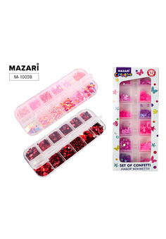 Набор конфетти, 12 цветов, ассорти дизайнов, пластиковая коробка (ш-5,5см,в-13см), 15 видов в ассорт