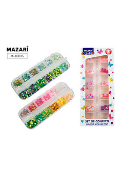 Набор конфетти, 12 цветов, пластиковая коробка (ш-5,5см,в-13см), 11 видов в ассортименте, ОПП-упаков