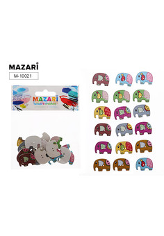 Пуговицы декоративные деревянные ELEPHANT,ассорти 18 дизайнов, ОПП- упаковка