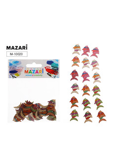 Пуговицы декоративные деревянные FISH, 18 шт., ОПП- упаковка