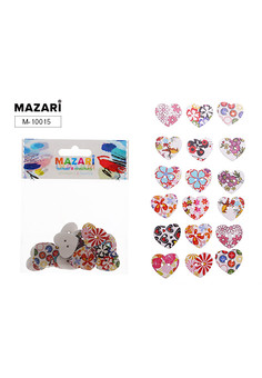 Пуговицы декоративные деревянные HEART, 18 шт., ОПП- упаковка