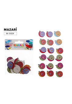 Пуговицы декоративные деревянные SNAIL, ассорти 18 дизайнов, ОПП- упаковка