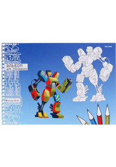 Альбом для рисования А4 20л. БОЕВОЙ РОБОТ - 2 (20-9626) 1 дизайн на гребне, мелов. обл.,офсет