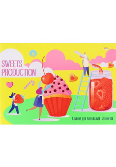 Альбом для рисования А4 20л. СТРАНА СЛАДОСТЕЙ (20-8801) скрепка,1 диз. в коробке, 6+0