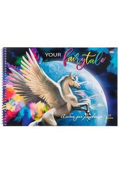 Альбом для рисования А4 32л. ЕДИНОРОГ В КОСМОСЕ (32-8772) цветной спирали, офсет