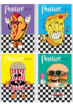 БЛОКНОТ А6 24л. УЛЁТНЫЙ ФАСТФУД (Б24-6805) ассорти, на скрепке, цвет.мелов.обл, блок-офсет