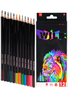 Карандаши цветные,набор,гексаг. 12цв. LION (КЦ-1520) гриф.d=3 мм,в карт. к/к, 12
