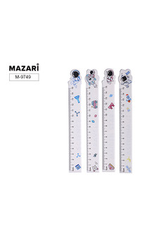 Линейка пластиковая 15 см, ассорти 4 дизайна, ОПП- упаковка с европодвесом