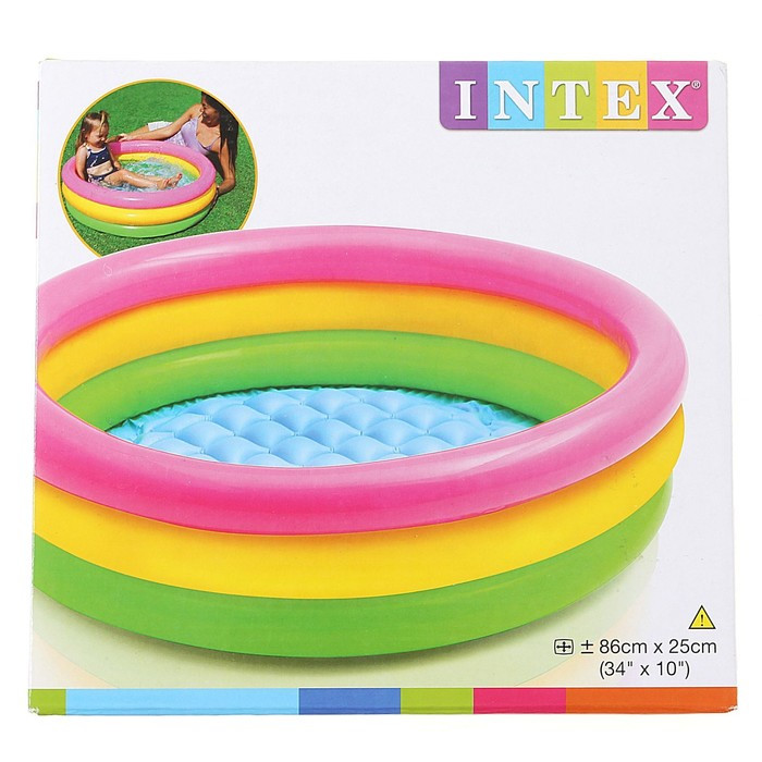 Бассейн надувной 86x25 см. Трехцветный с надувным дном INTEX (в коробке) Арт. 58924NP, изображение 2