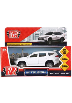 Машина металл MITSUBISHI PAJERO SPORT 12 см, двер, багаж, инерц, белый, кор. Технопарк в кор.2*36шт
