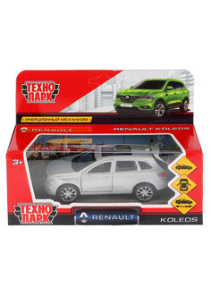 Машина металл RENAULT KOLEOS 12 см, двери, багаж, инерц, серебристый, кор. Технопарк в кор.2*36шт