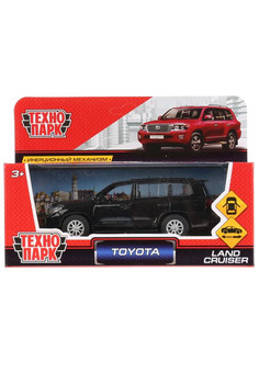 Машина металл TOYOTA LAND CRUISER длина 12,5 см, двери, инерц, черный, кор. Технопарк в кор.2*36шт