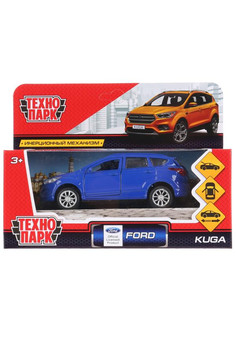 Машина металл FORD KUGA длина 12 см, двери, багаж, инерц, синий, кор. Технопарк в кор.2*36шт