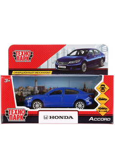 Машина металл HONDA ACCORD 12 см, двери, багаж, инерц, синий, в кор. Технопарк в кор.2*36шт