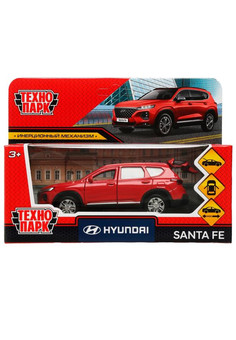 Машина металл HYUNDAI SANTAFE длина 12 см, двери, багаж, инер, красный, кор. Технопарк в кор.2*36шт