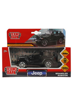 Машина металл JEEP WRANGLER RUBICON 11 см, двер, багаж, инерц, черн, кор. Технопарк в кор.2*36шт