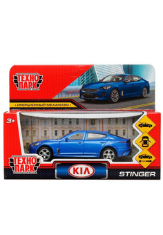 Машина металл KIA STINGER длина 12 см, двери, багаж., инерц, синий, кор. Технопарк в кор.2*36шт