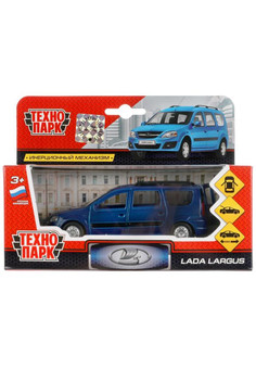 Машина металл LADA LARGUS длина 12 см, двери, багаж, инерц, синий, кор. Технопарк в кор.2*24шт