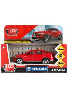 Машина металл RENAULT ARKANA дл 12 см, откр дв, багаж, инер, красный, в кор. Технопарк в кор.2*36шт
