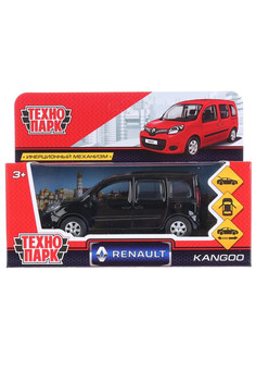 Машина металл RENAULT KANGOO длина 12 см, двери, багаж, инерц, черный, кор. Технопарк в кор.2*36шт