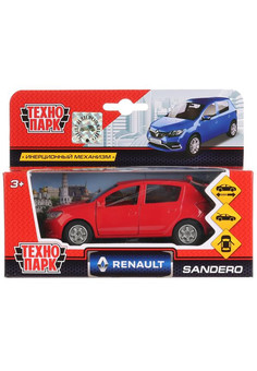 Машина металл RENAULT sandero, 12 см, двери, багажник, инерц., кор. Технопарк в кор.2*24шт