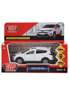 Машина металл TOYOTA RAV4 длина 12 см, двери, багаж, инерц, белый, кор. Технопарк в кор.2*36шт