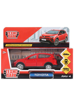 Машина металл TOYOTA RAV4 длина 12 см, двери, багажн, инерц, красный, кор. Технопарк в кор.2*36шт