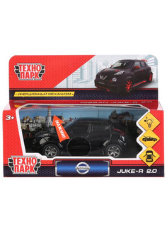 Машина металл свет-звук NISSAN JUKE-R 2.0 12 см, двери, багаж, черный, кор. Технопарк в кор.2*36шт
