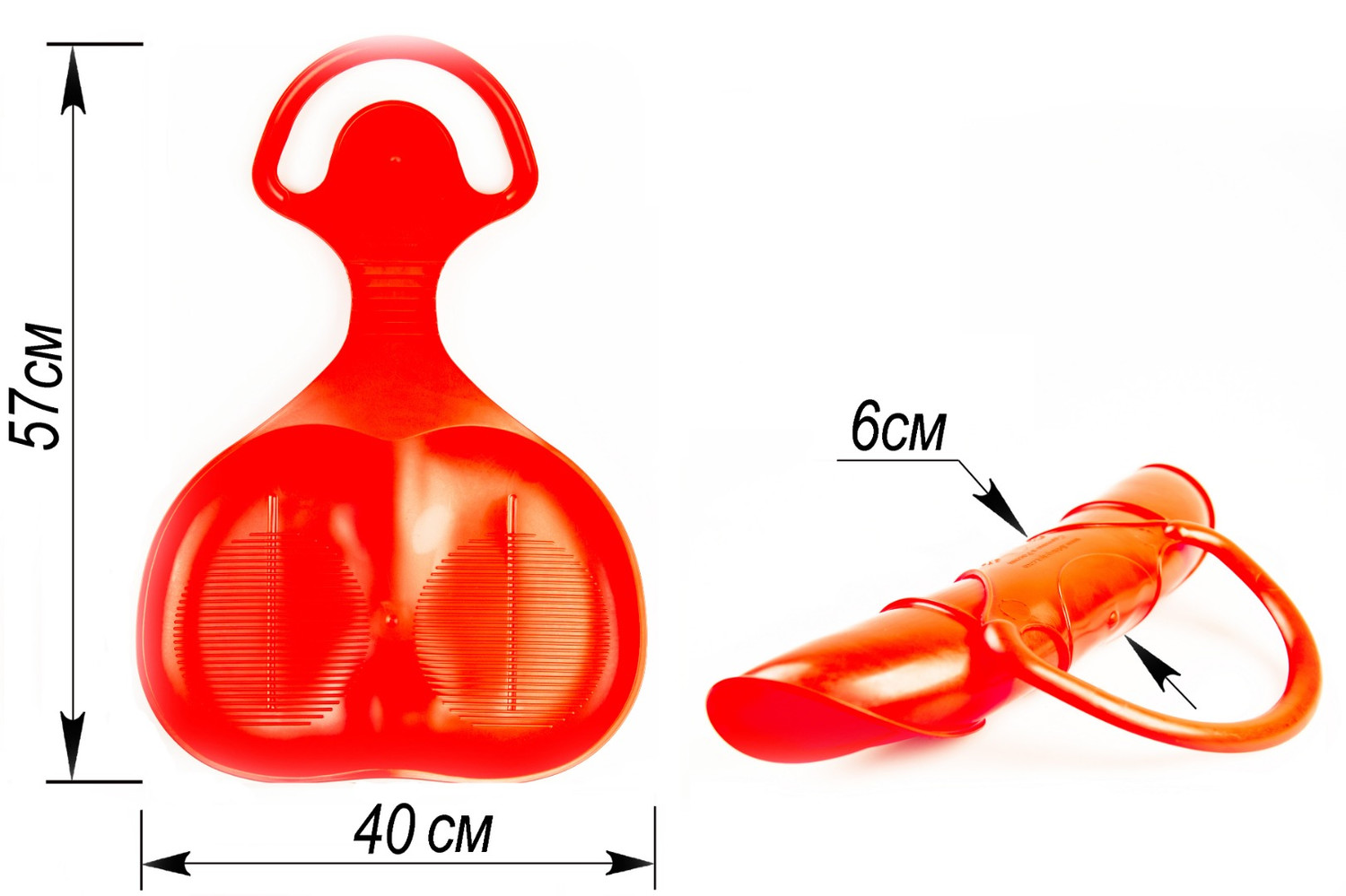 Санки-ледянки  большие с ручкой супер гибкие  57 см на кнопке (групповая упаковка) ЛДБК, изображение 2